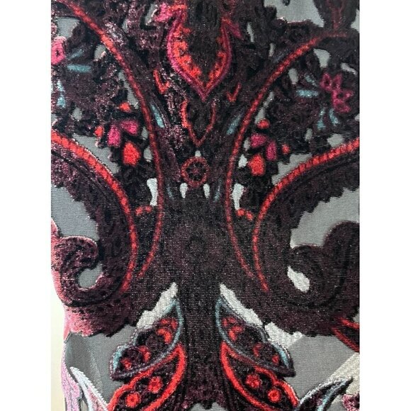 Torrid Top Women 3X Black Halter Pullover Sleeveless Red Floral Burnout Velvet - Picture 6 of 14